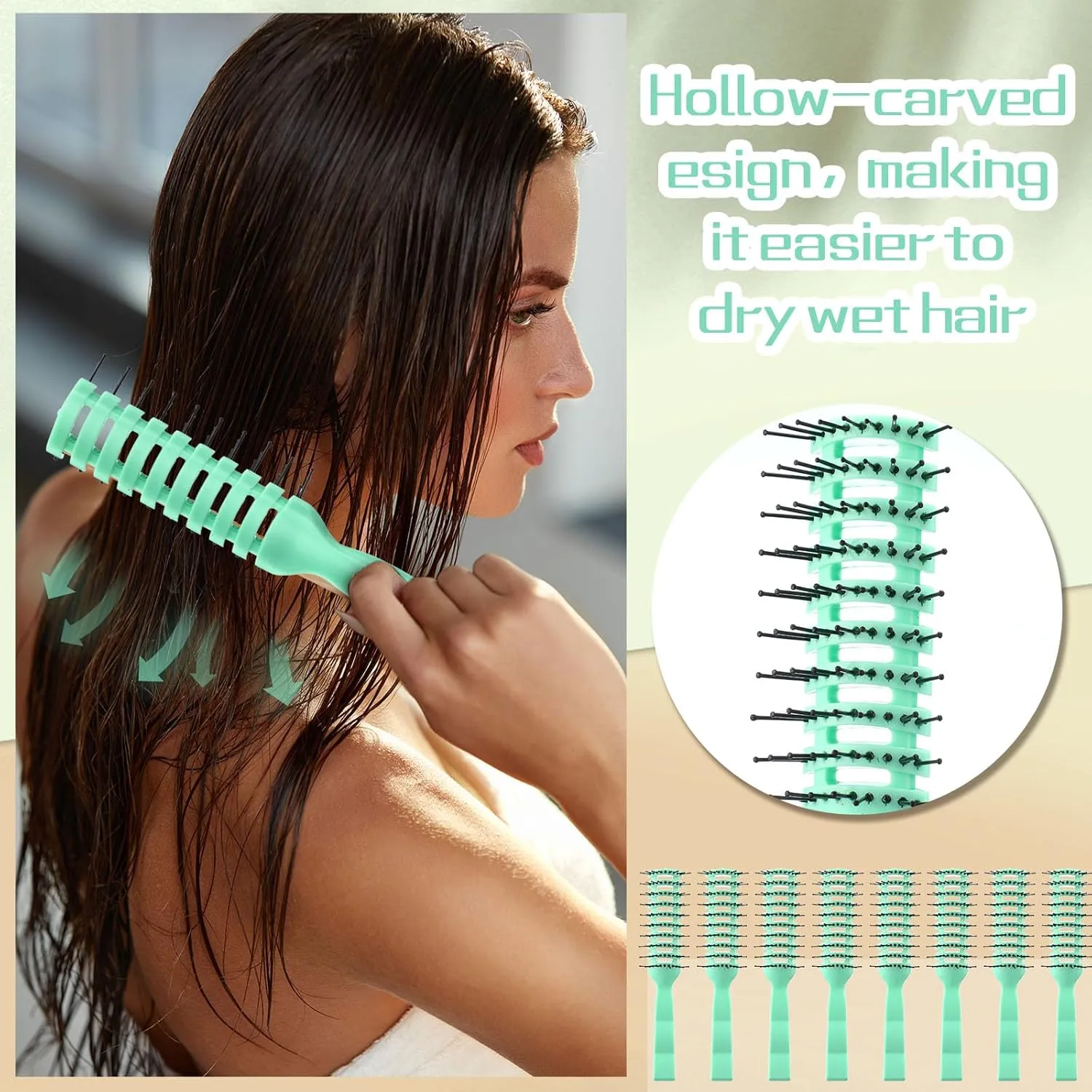 Honeydak 24 Pieces Vent Hairbrush for Women Men Dry Hairbrush for Blow Drying Curved with Ball Tipped Bristles for Wet Short Curly Straight Hair(Black,Pink,Grey,Blue)