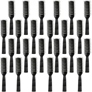 Honeydak 24 Pieces Vented Hair Brush for Men Women, Hair Blow Drying Vented Curved Hair Brush with Ball Tipped Bristles for Wet Short Curly Straight Hair, Black