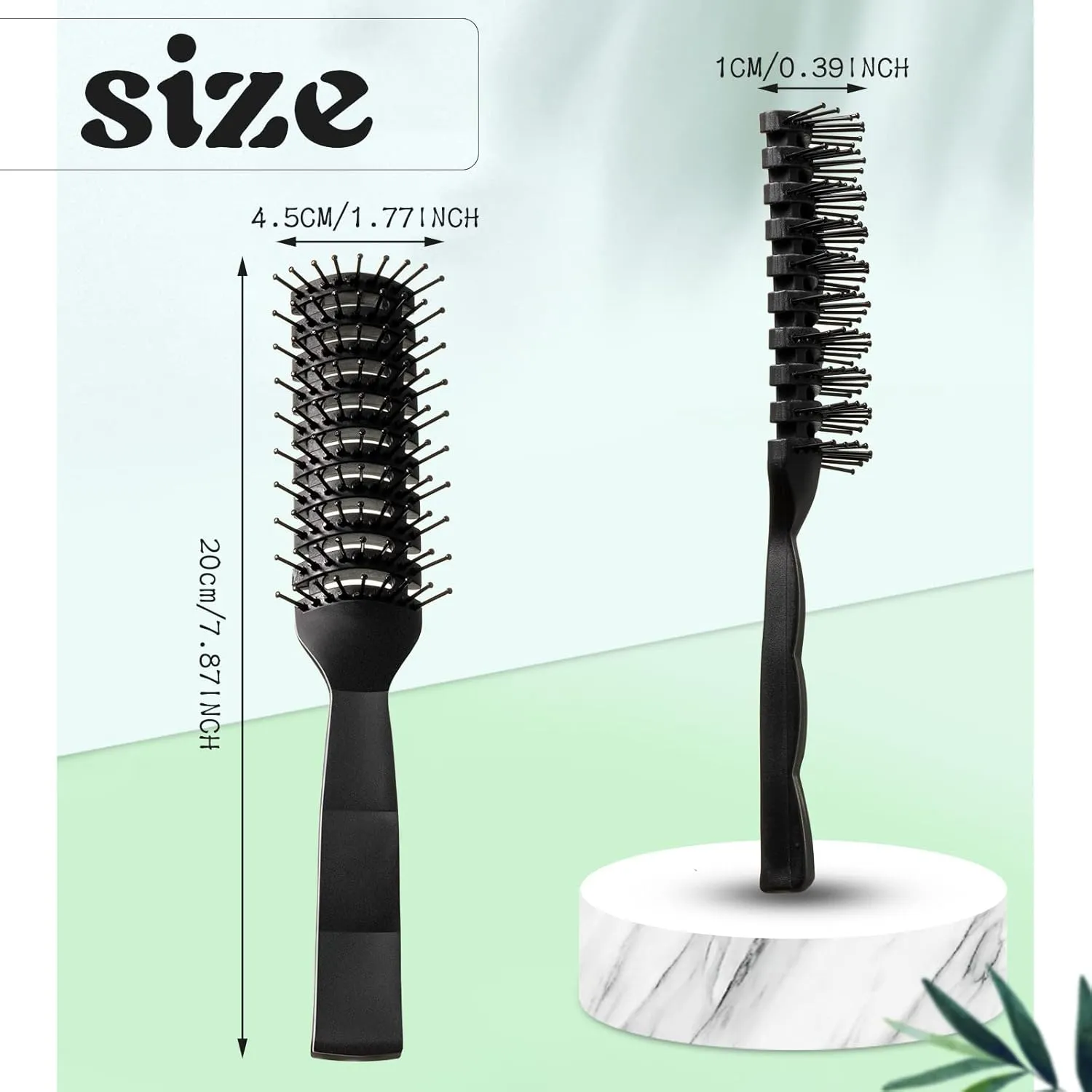 Honeydak 24 Pieces Vented Hair Brush for Men Women, Hair Blow Drying Vented Curved Hair Brush with Ball Tipped Bristles for Wet Short Curly Straight Hair, Black