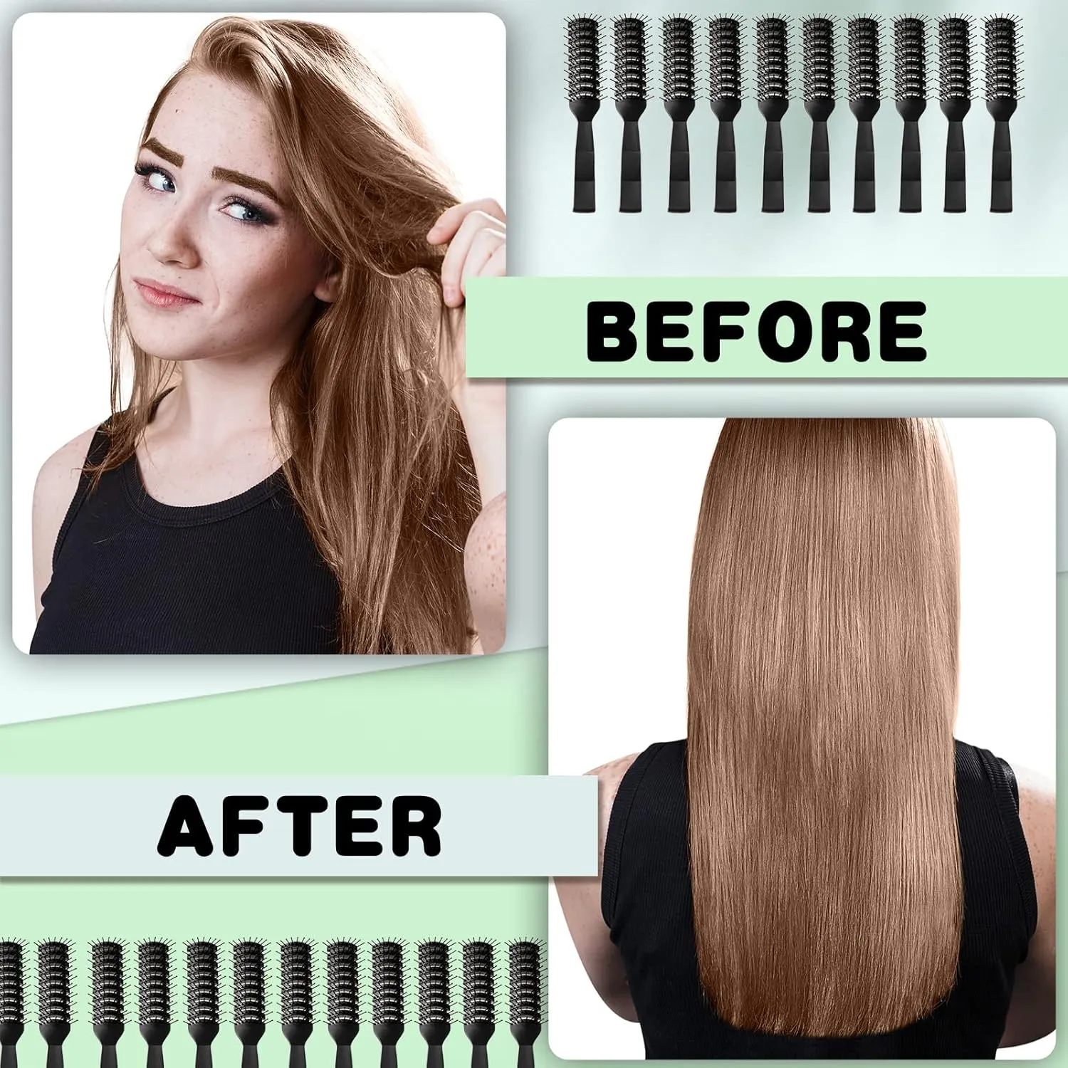 Honeydak 24 Pieces Vented Hair Brush for Men Women, Hair Blow Drying Vented Curved Hair Brush with Ball Tipped Bristles for Wet Short Curly Straight Hair, Black