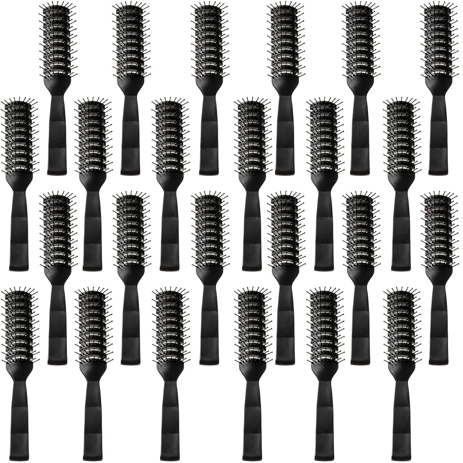 Honeydak 24 Pieces Vented Hair Brush for Men Women, Hair Blow Drying Vented Curved Hair Brush with Ball Tipped Bristles for Wet Short Curly Straight Hair, Black