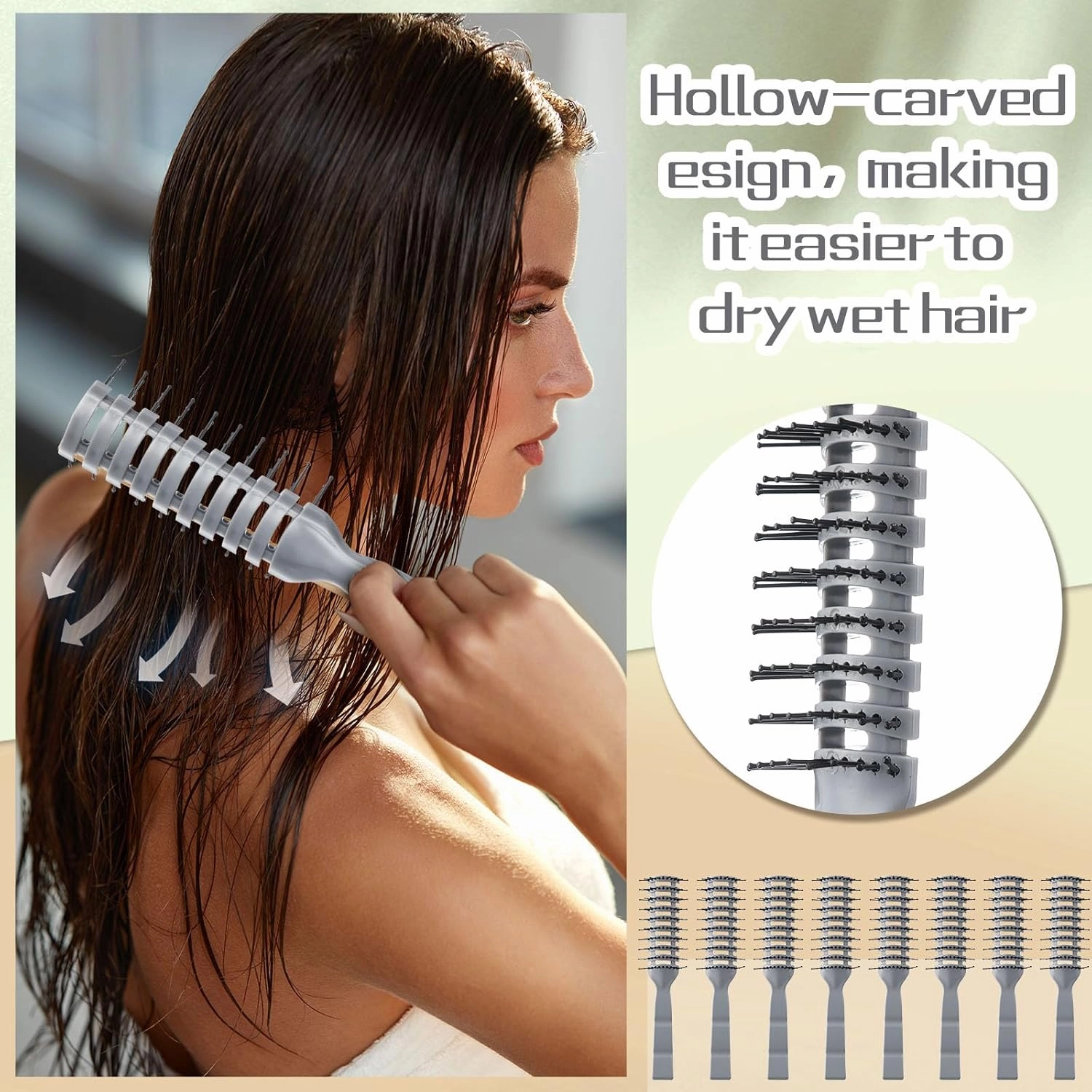 Honeydak 24 Pieces Vent Hairbrush for Women Men Dry Hairbrush for Blow Drying Curved with Ball Tipped Bristles for Wet Short Curly Straight Hair(Grey)