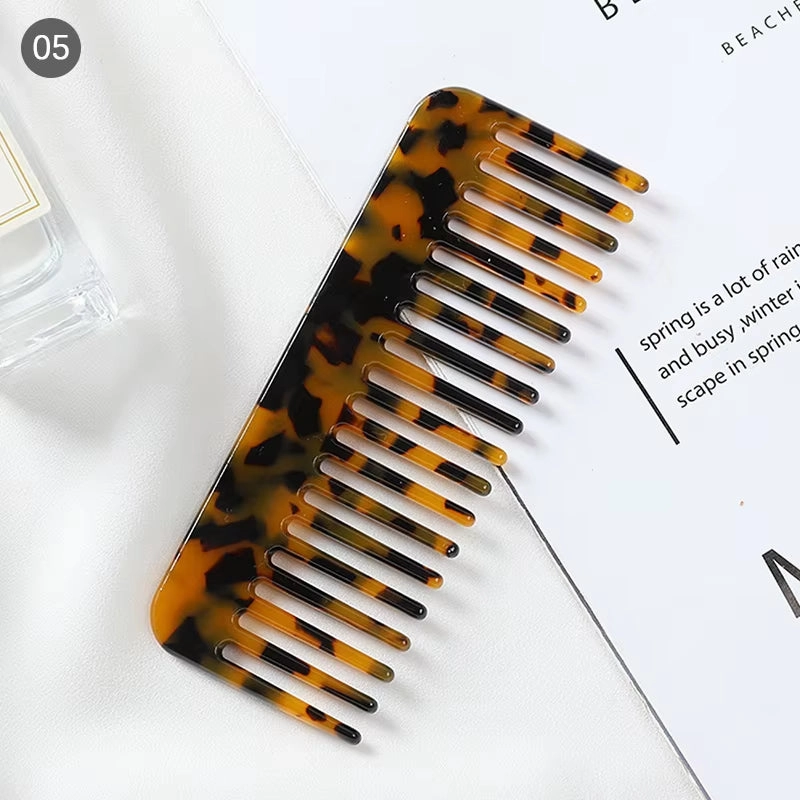HOT！ Wide Large Tooth Pocket Hair Comb Cellulose Acetate Detangling Hairbrush Tortoise Shell Anti-Static Hairdressing Tools