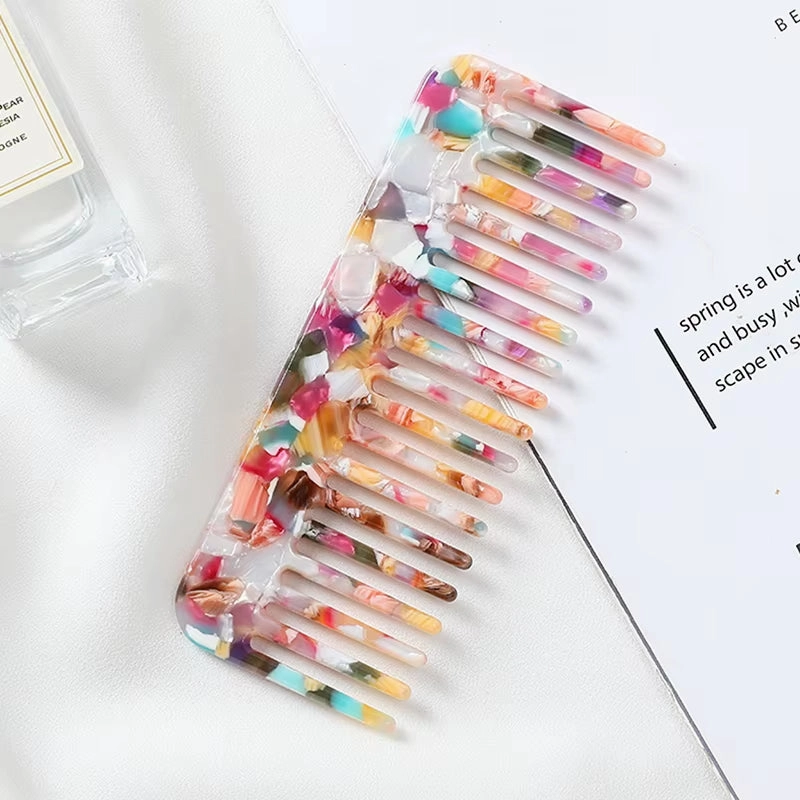 HOT！ Wide Large Tooth Pocket Hair Comb Cellulose Acetate Detangling Hairbrush Tortoise Shell Anti-Static Hairdressing Tools
