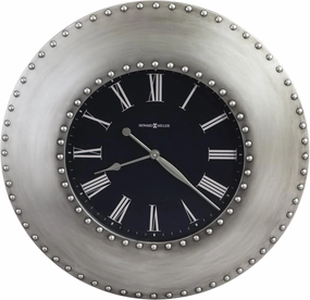 Howard Miller Bokaro Wall Clock II, Wall Mount Classic Round Design Sturdy Frame Nickel-Finished, Battery Operated Key Wound Analog Dial Roman Numerals Durable Alarm Clock for Home Decor