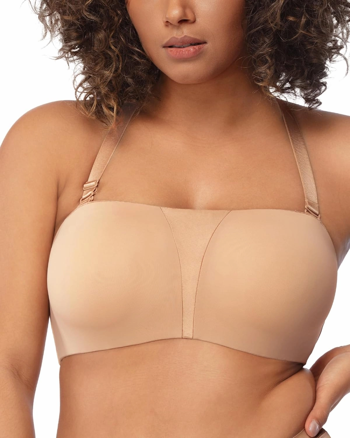 HSIA Strapless Bra for Big Bust Women, Plus Size Full Coverage Bandeau Fiery Bra Anti-Slip Underwire Support for Large Breast