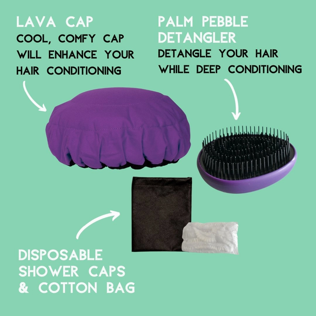 Jacaranda Lava Cap   Palm Pebble | Hot Conditioning Steamer Cap Kit