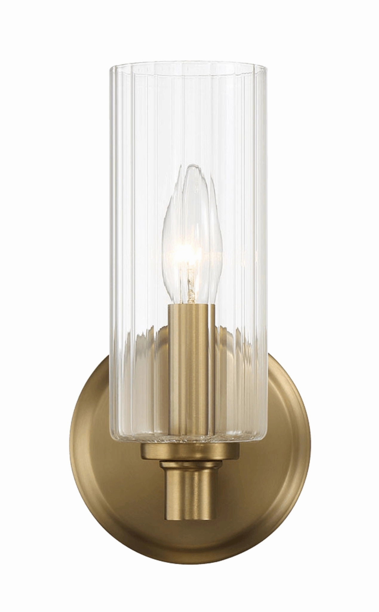 Jardin - Single Light Wall Sconce With Clear Ribbed Satin - Clear / Gold