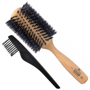 Kent LBR3 Finest Hair Brushes for Women Blow Dry Brush Made of Beechwood - Spiral Radial Boar Bristle Hairbrush for Long and Thick Hair - Royal Salon Style Straightening Pure Wood Brush from Kent