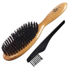 Kent LC22 Finest Hair Brushes for Women Detangler Dry Brush Made of Cherrywood - Boar Bristle Oval Hairbrush for Medium to Thick Hair All Lengths - Salon Style Straightening Pure Wood Brush from Kent