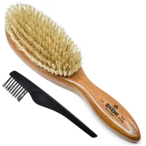 Kent LC4 Finest Hair Brushes for Women Detangler Dry Brush Made of Cherrywood - Boar Bristle Oval Hairbrush for Medium Thick Hair of All Lengths - Salon Style Straightening Pure Wood Brush from Kent