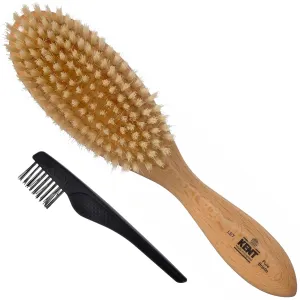 Kent LS7 Finest Satin Wood Oval Hair Brushes for Women - Natural White Boar Bristle Hairbrush for Medium or Thick Hair of All Lengths - Dry Brush for Styling, Straightening (LS7   Hairbrush Cleaner)