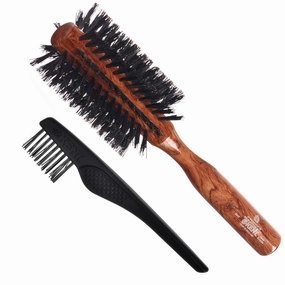 Kent DA2 Finest Hair Brushes for Women Blow Made from Danta Wood - Round Boar Bristle Hairbrush for Medium to Long Hair - Styling Radial Brush and Round Brush
