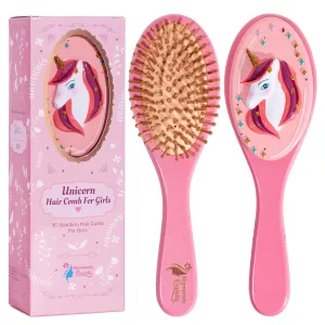 Kid’s Real Bamboo Bristles Hairbrush – Unicorn Brush – Ball Tipped Bamboo Bristles, Painted Wood Handle – Eco-Friendly, Non-toxic, High-End Look – for All Hair Types – By Marmelada Beauty