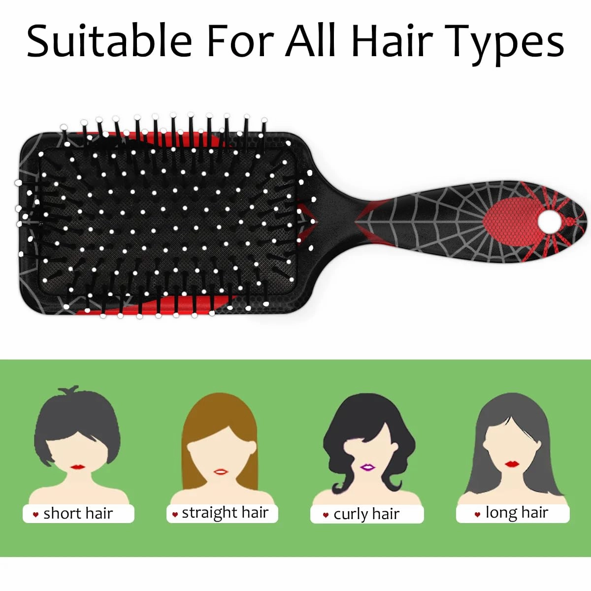 Kids Hair Brush for Boys Girls Toddler - Detangler Hairbrush for Wet Dry Thin Long Curly Hair Pain-Free Comb (Red Spider Web)