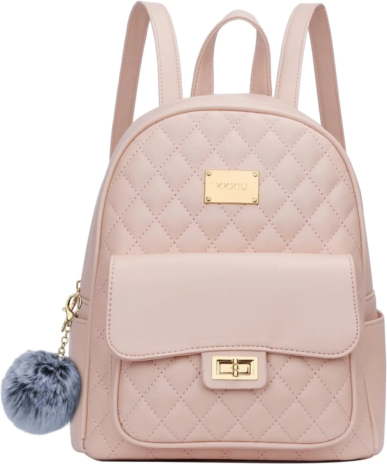KKXIU Teen Girls Fashion 9"*11"Small Backpack Purse for Women and Ladies Quilted Synthetic Leather Mini Bookbag (a-pink)