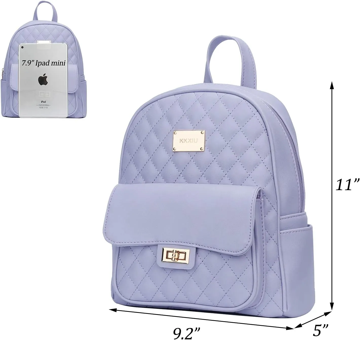 KKXIU Teen Girls Fashion 9"*11"Small Backpack Purse for Women and Ladies Quilted Synthetic Leather Mini Bookbag (a-purple)