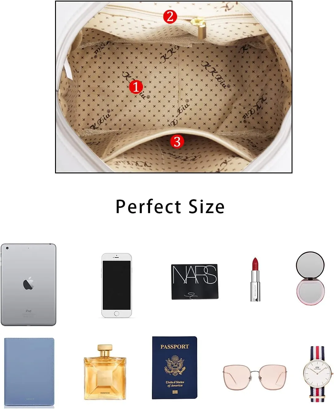 KKXIU Teen Girls Fashion 9"*11"Small Backpack Purse for Women and Ladies Quilted Synthetic Leather Mini Bookbag (a-white)