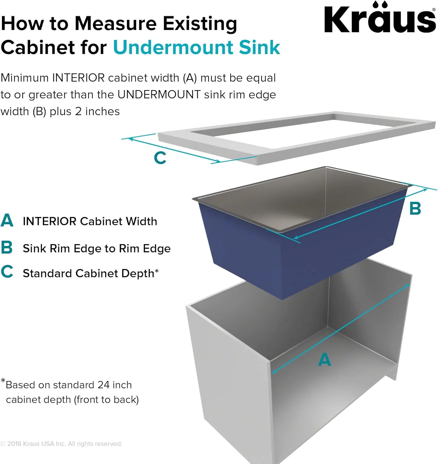 KRAUS Pax 24-inch 18 Gauge Undermount Single Bowl Stainless Steel Laundry and Utility Sink, KHU24L