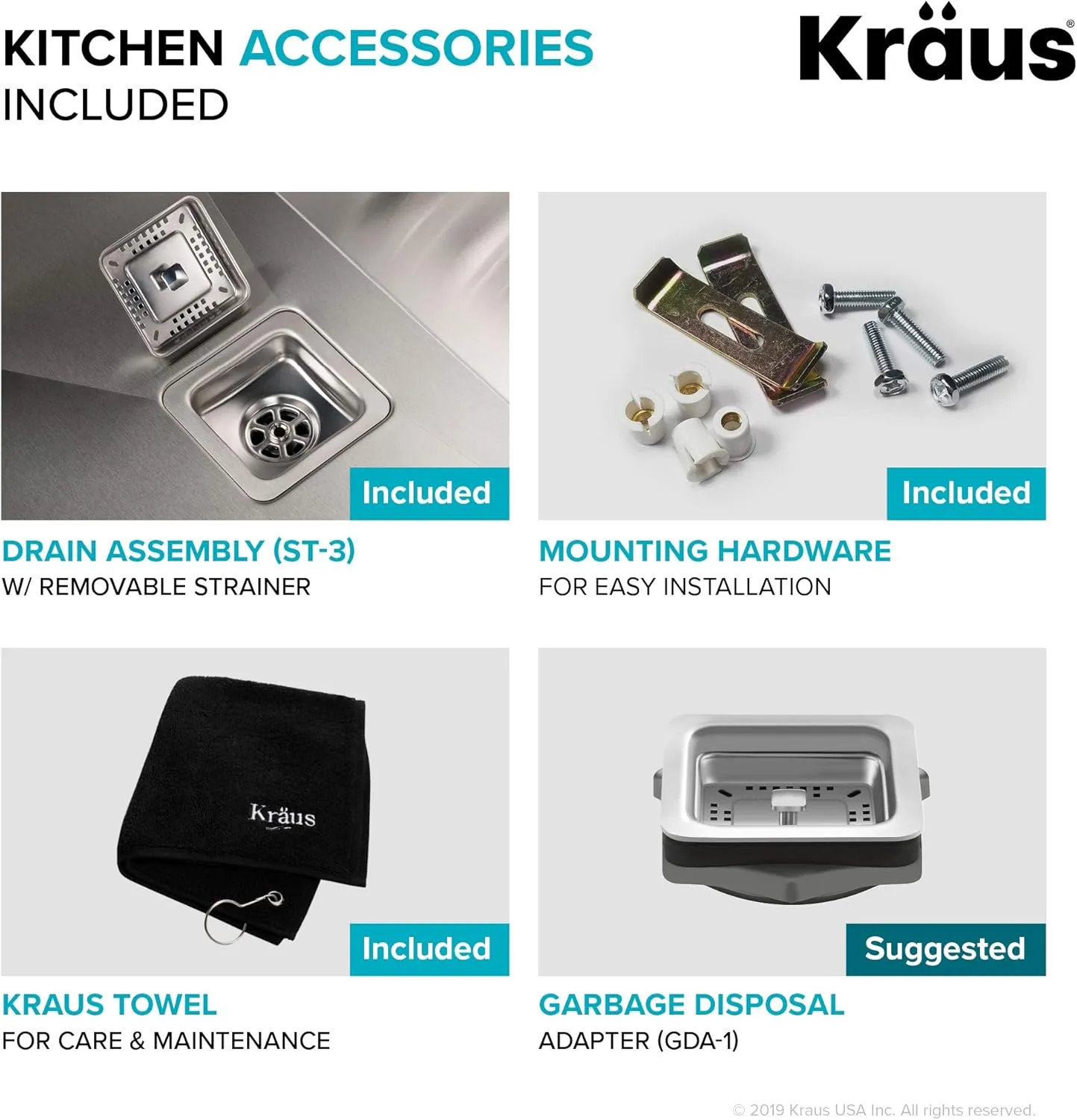 KRAUS Pax 24-inch 18 Gauge Undermount Single Bowl Stainless Steel Laundry and Utility Sink, KHU24L