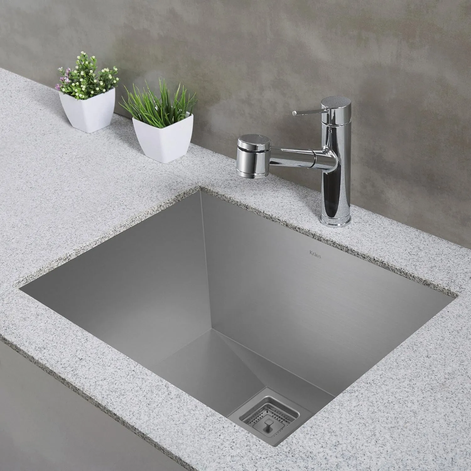 KRAUS Pax 24-inch 18 Gauge Undermount Single Bowl Stainless Steel Laundry and Utility Sink, KHU24L