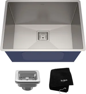 KRAUS Pax 24-inch 18 Gauge Undermount Single Bowl Stainless Steel Laundry and Utility Sink, KHU24L