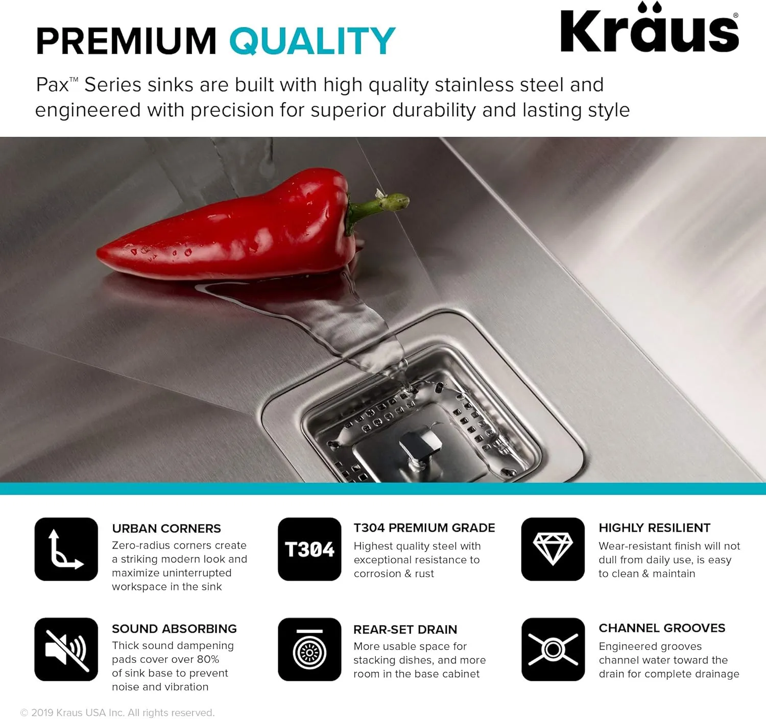 KRAUS Pax 24-inch 18 Gauge Undermount Single Bowl Stainless Steel Laundry and Utility Sink, KHU24L