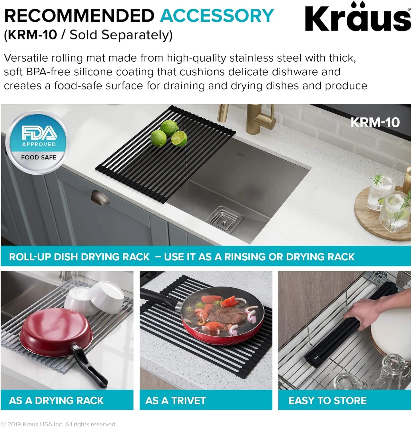 KRAUS Pax 24-inch 18 Gauge Undermount Single Bowl Stainless Steel Laundry and Utility Sink, KHU24L