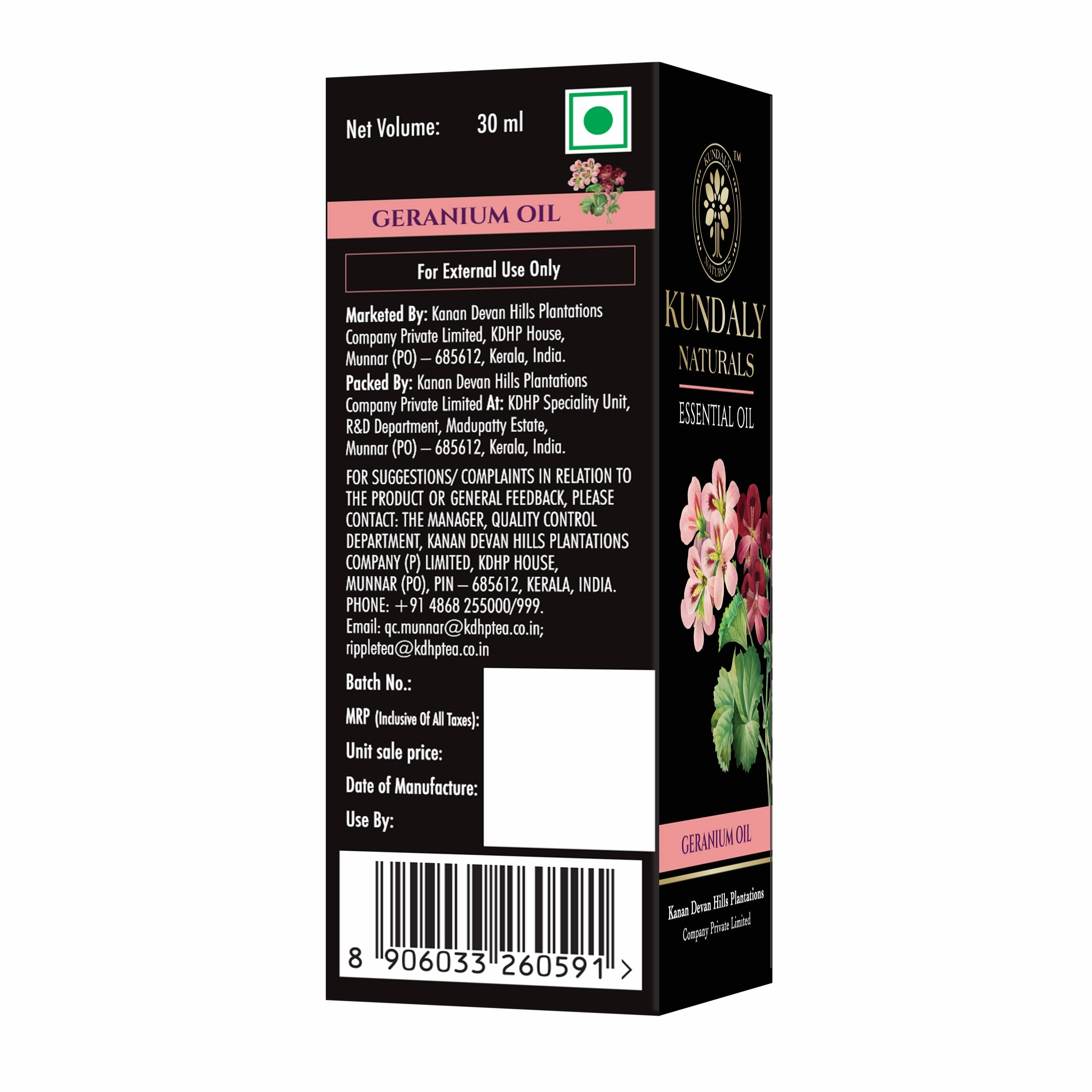 Kundaly Naturals Geranium Oil - 30 ml