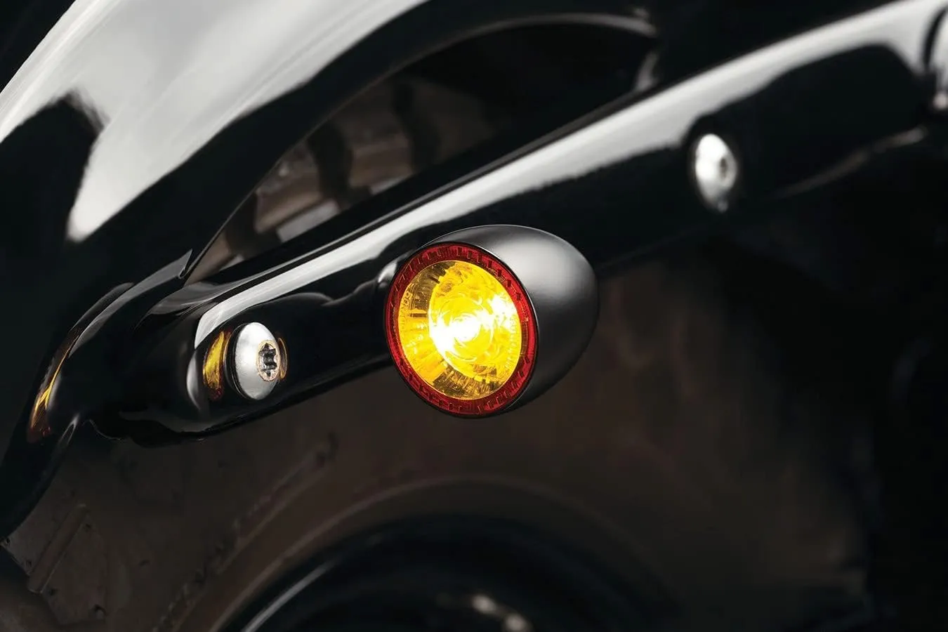 Kuryakyn 2555 Motorcycle Lighting Accessory: Kellermann Bullet 1000 DF, Rear LED Running/Turn Signal/Blinker/Brake Light, Red/Red/Amber, Satin Black, Pack of 1