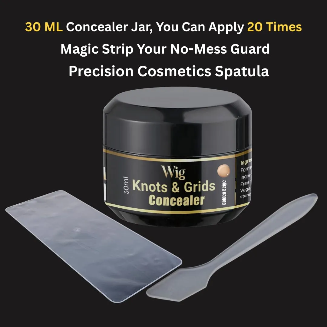 Lace Wig Knots, Holes & Grid Concealer/Eraser/Hider – Real Scalp Effect, Sweat & Water Proof, Cocoa Brown, 30 ML Jar with Magic Strip & Spatula, 30 Uses, No Bleach or Bald Cap Needed (Light Sand)