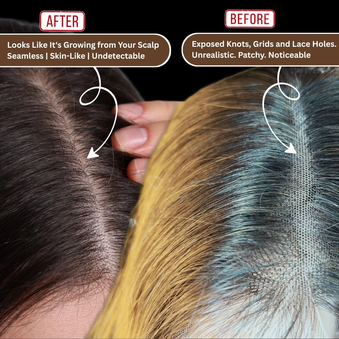 Lace Wig Knots, Holes & Grid Concealer/Eraser/Hider – Real Scalp Effect, Sweat & Water Proof, Cocoa Brown, 30 ML Jar with Magic Strip & Spatula, 30 Uses, No Bleach or Bald Cap Needed (Golden Beige)