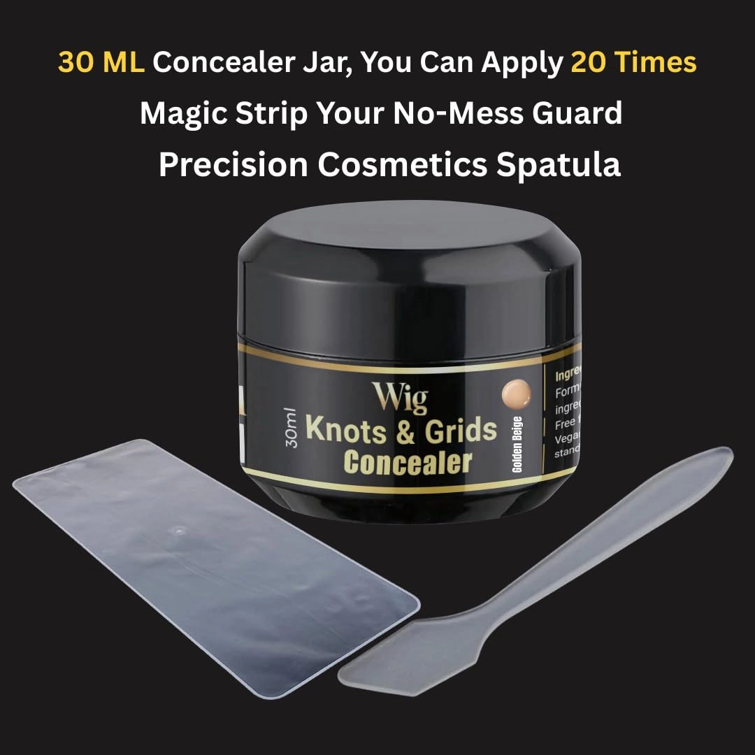 Lace Wig Knots, Holes & Grid Concealer/Eraser/Hider – Real Scalp Effect, Sweat & Water Proof, Cocoa Brown, 30 ML Jar with Magic Strip & Spatula, 30 Uses, No Bleach or Bald Cap Needed (Ivory Beige)