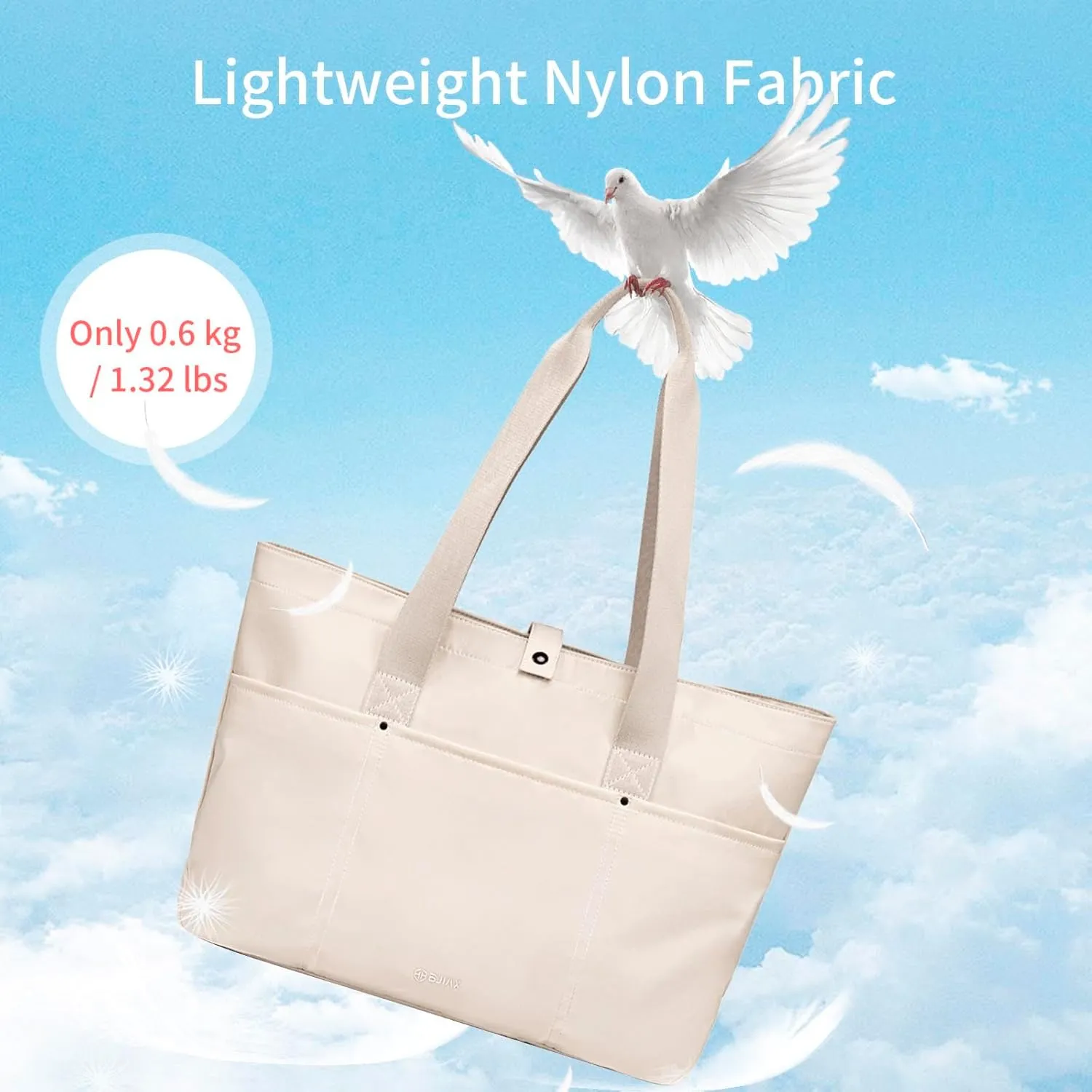 Large Tote Bag for Women, Foldable Tote Shoulder Bag with YKK Zip and Bottom Padded Design, 22L Handbag for Travel Work