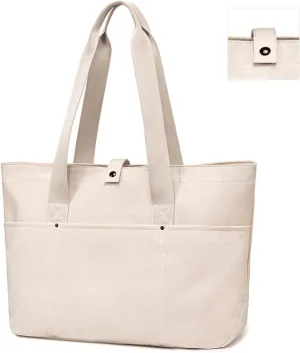 Large Tote Bag for Women, Foldable Tote Shoulder Bag with YKK Zip and Bottom Padded Design, 22L Handbag for Travel Work