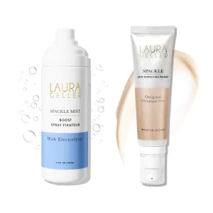 LAURA GELLER NEW YORK Prime-n-Set Duo: Spackle Primer, Champagne Glow   Spackle Mist Boost Setting Spray with Electrolytes