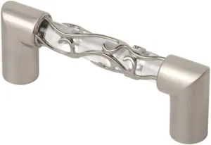 Liberty Hardware Crystal Lace Cabinet Handle 3' (76mm) Satin Nickel and Clear Glass Dresser, Drawer Pull P16310C-116-C
