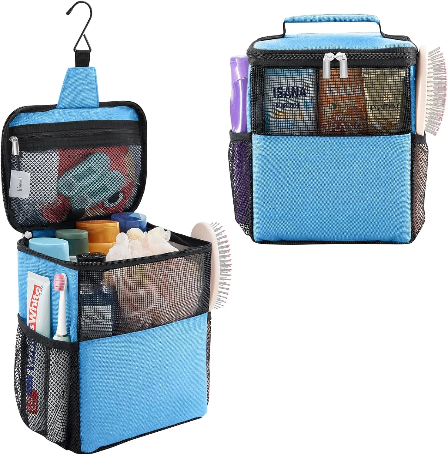 Lifewit Shower Bag Mesh Shower Caddy Portable College Dorm Room Essentials Tote Bag for Bathroom, Gym, Travel, Camping Quick Dry Hanging Shower Organizer Basket Toiletry Bag, Medium, Blue