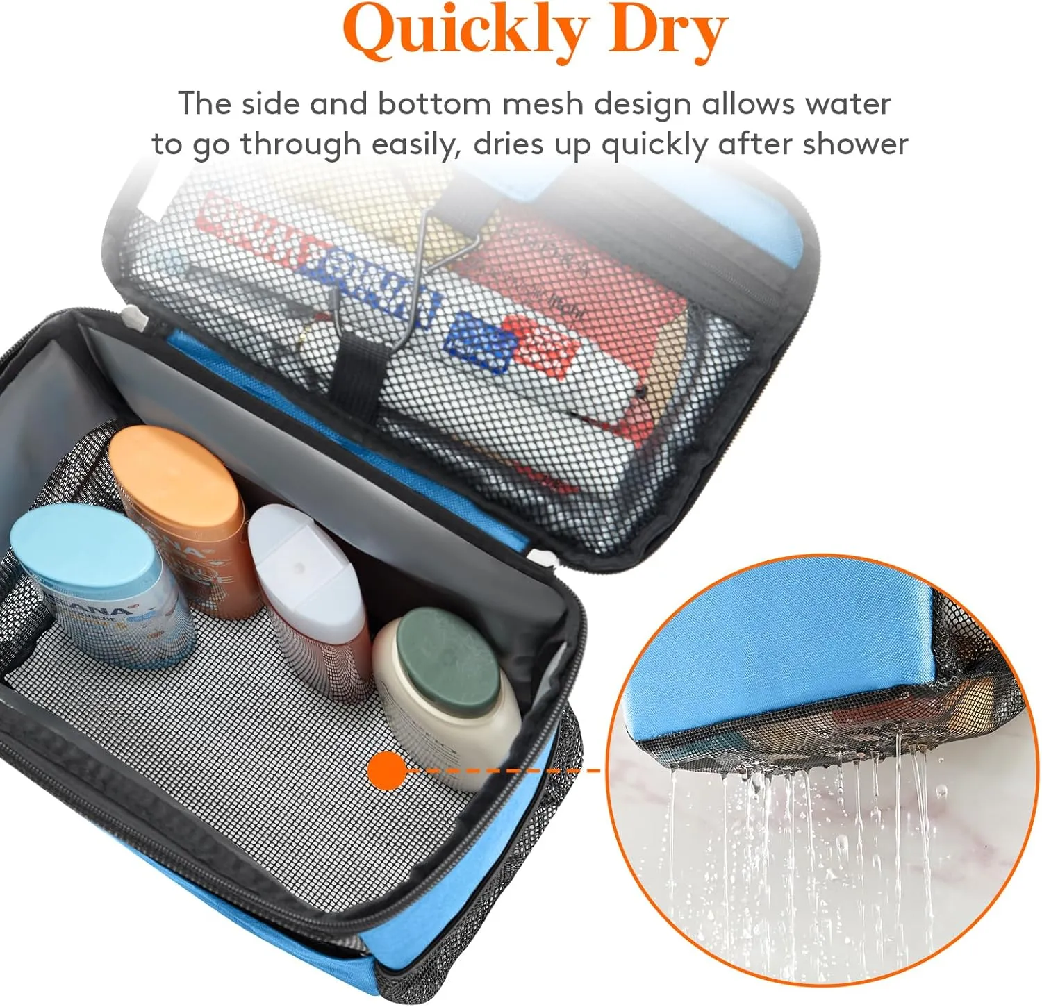 Lifewit Shower Bag Mesh Shower Caddy Portable College Dorm Room Essentials Tote Bag for Bathroom, Gym, Travel, Camping Quick Dry Hanging Shower Organizer Basket Toiletry Bag, Medium, Blue