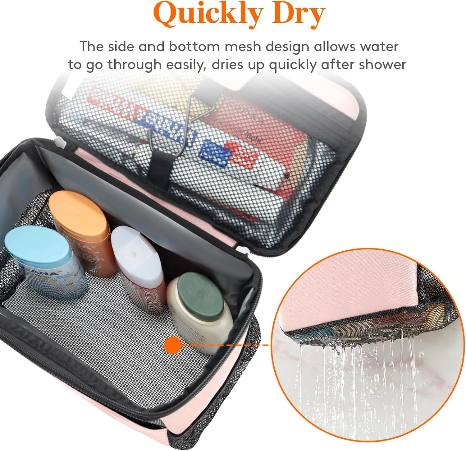 Lifewit Shower Bag Mesh Shower Caddy Portable College Dorm Room Essentials Tote Bag for Bathroom, Gym, Travel, Camping Quick Dry Hanging Shower Organizer Basket Toiletry Bag, Medium, Pink