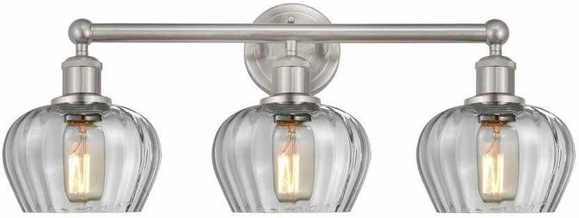 Lighting Fenton - 3 Light Bath Vanity in Industrial Style-10 Inches Tall and 24.5 Inches Wide-Brushed Satin Nickel Finish-Clear G