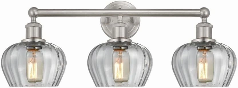 Lighting Fenton - 3 Light Bath Vanity in Industrial Style-10 Inches Tall and 24.5 Inches Wide-Brushed Satin Nickel Finish-Clear G
