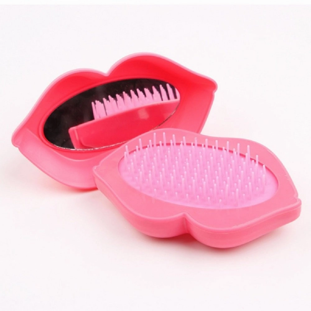 Lip Shape Detangling Hair Brush with Mirror