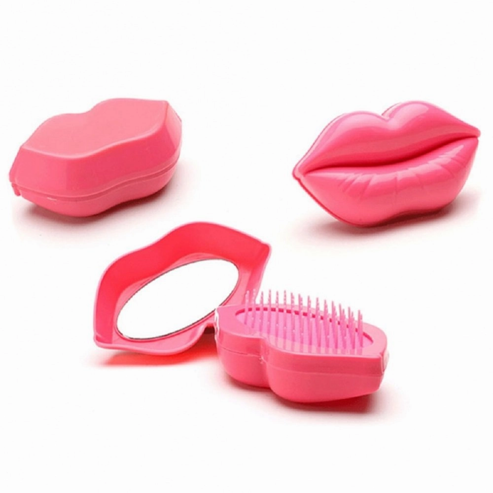 Lip Shape Detangling Hair Brush with Mirror