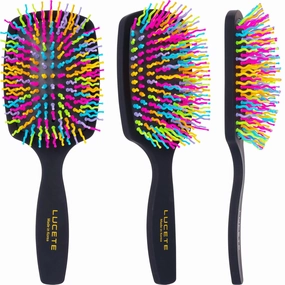LUCETE Rainbow Volume S Brush-Detangling Paddle Hairbrush for Wet & Dry Hair