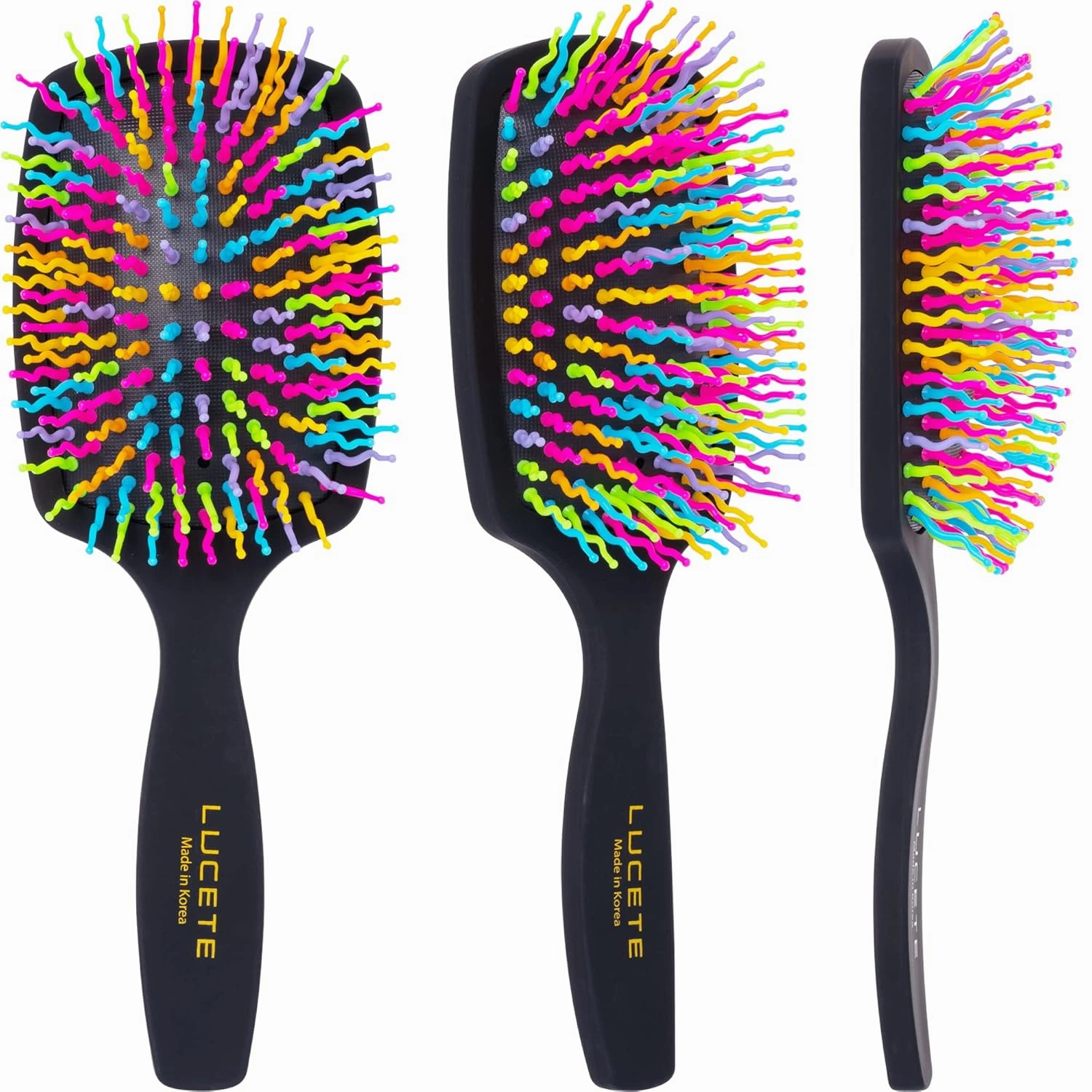 LUCETE Rainbow Volume S Brush-Detangling Paddle Hairbrush for Wet & Dry Hair