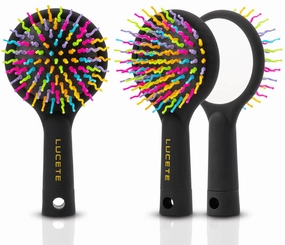 LUCETE Rainbow Volume S Brush(medium)-Detangling Hairbrush with A Mirror-Travel size