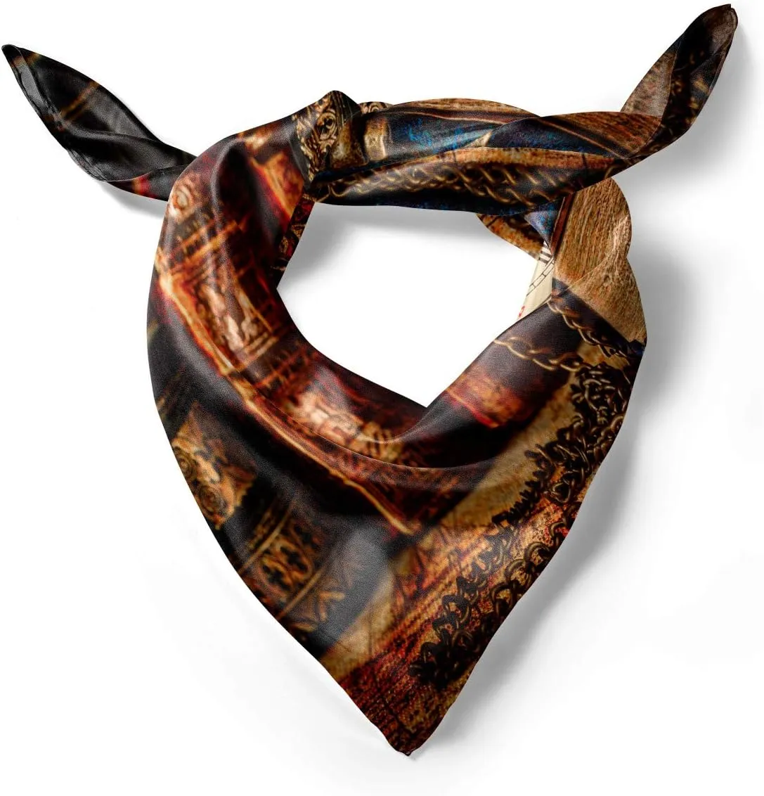 Lunarable Antique Hairscarf, Nostalgic Old Pocket Watch, Head Wrap