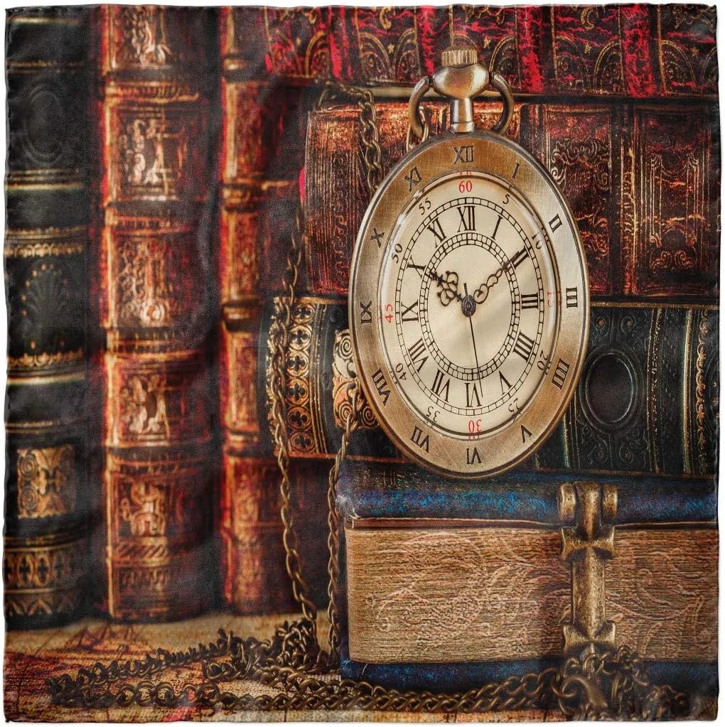 Lunarable Antique Hairscarf, Nostalgic Old Pocket Watch, Head Wrap