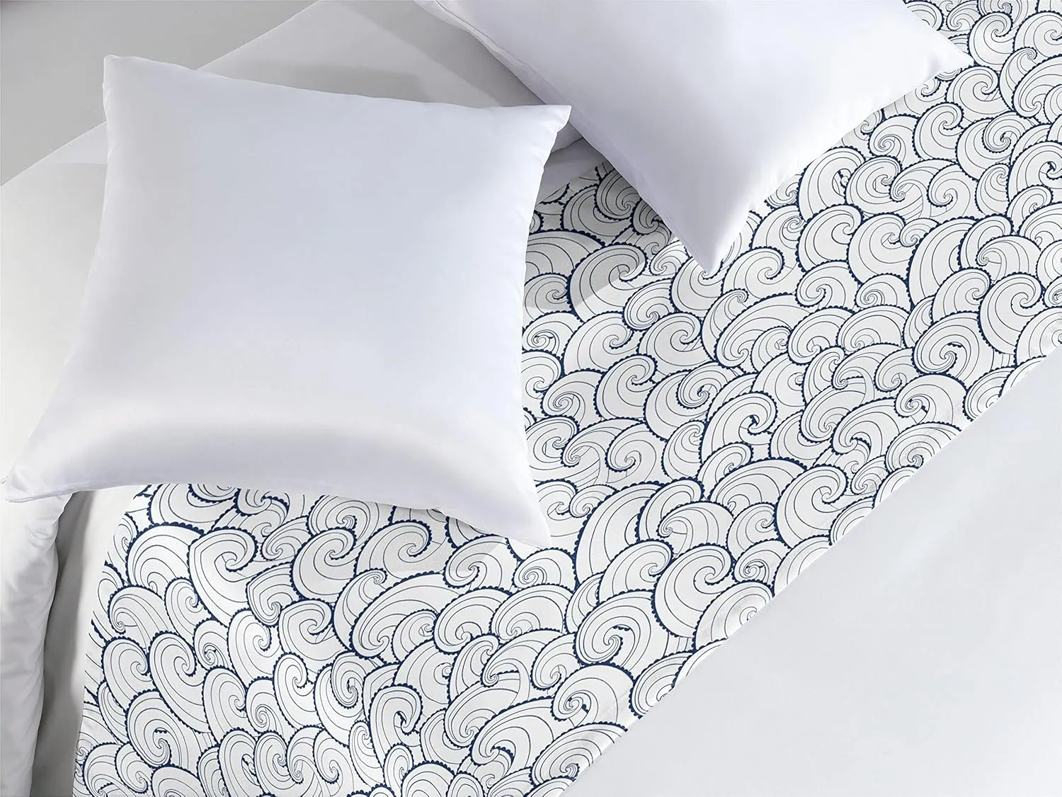 Lunarable Nautical Bed Runner, Sea Waves Abstract Swirls Spirals Stream Stormy Weather River Illustration, Decorative Accent Bedding Scarf for Hotels Homes and Guestrooms, King, Pale Blue